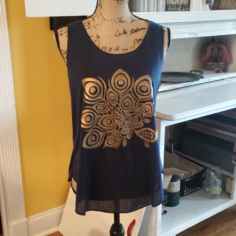Navy and Gold tank, new with tags